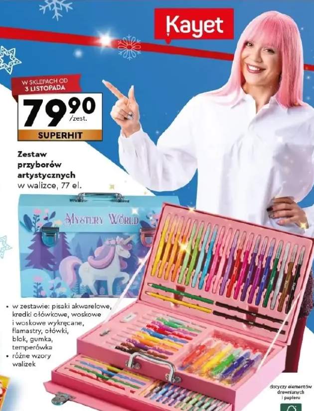 zestaw artystyczny w drewnianej walizce