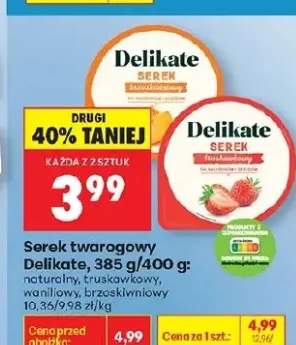 Serek twarogowy naturalny, truskawkowy, śmietanowy, brzoskwiniowy