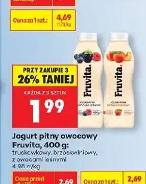 Jogurt pitny owocowy truskawkowy, brzoskwiniowy, z owocami leśnymi