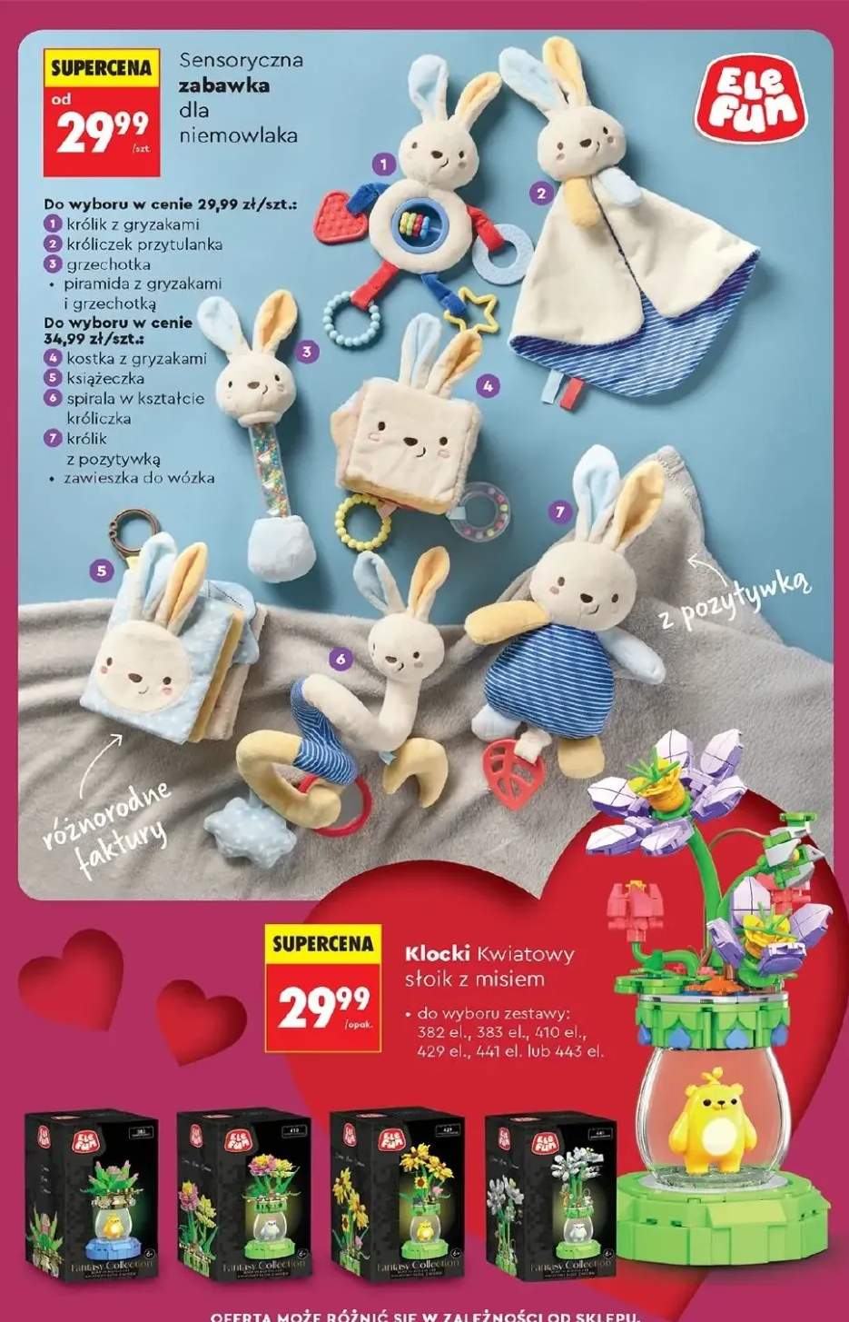 Sensoryczna zabawka dla niemowlaka królik z gryzakami