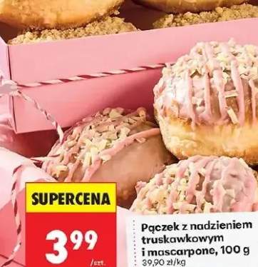 Pączek z nadzieniem truskawkowym i mascarpone