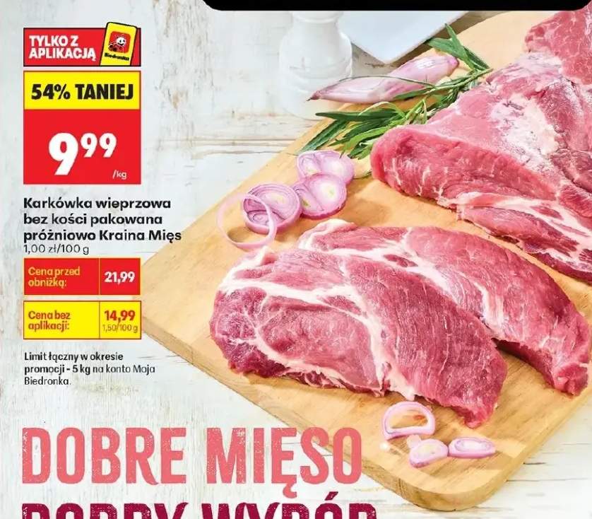 Karkówka wieprzowa bez kości pakowana próżniowo
