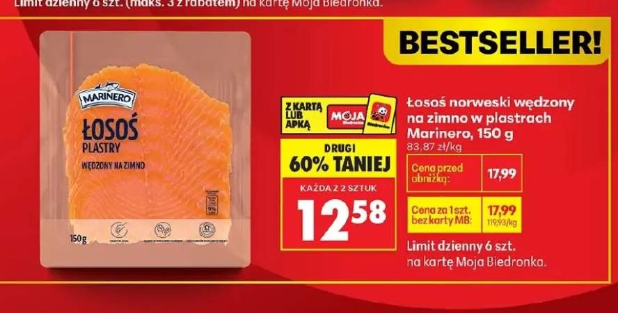 Łosoś norweski wędzony na zimno w plastrach