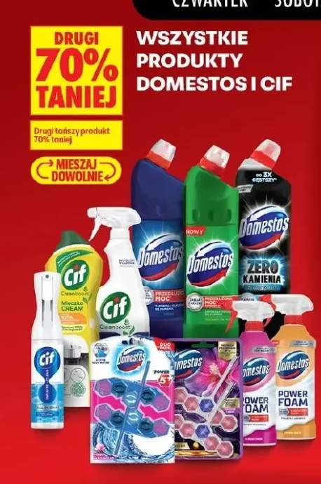 Płyn Cif Power & Shine, Domestos, różne rodzaje