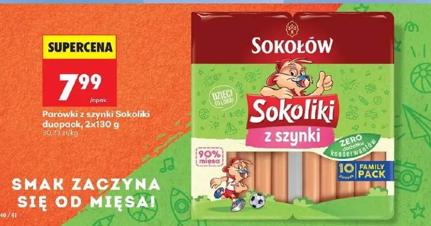 Parówki z szynki Sokoliki duopack
