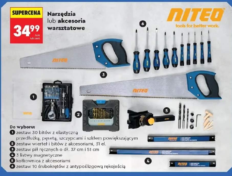 Zestaw 30 bitów z elastyczną przedłużką, pęsetą, szczypcami i szkłem powiększającym