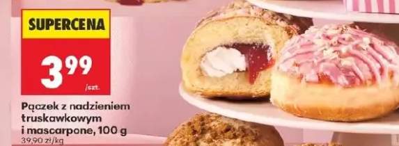 Pączek z nadzieniem truskawkowym i mascarpone