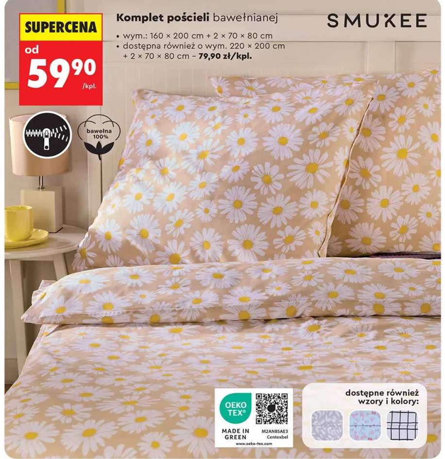 Komplet pościeli bawełnianej 160 x 200 cm