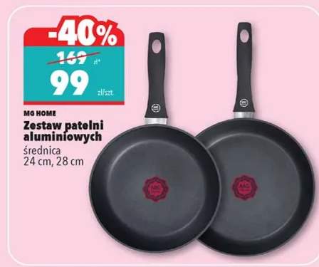 Zestaw patelni aluminiowych średnica 24 cm, 28 cm