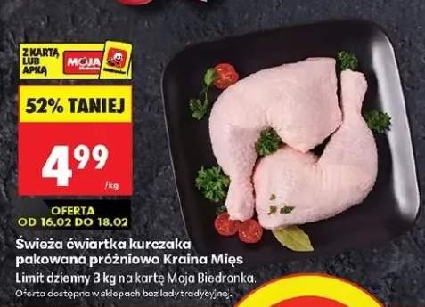 Świeża ćwiartka kurczaka pakowana próżniowo