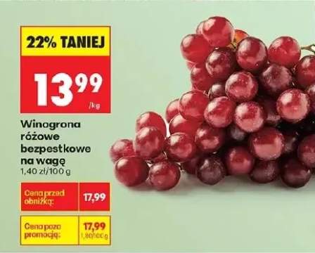 Winogrona różowe bezpestkowe na wagę