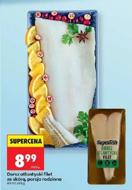 Dorsz atlantycki filet ze skórą, porcja rodzinna