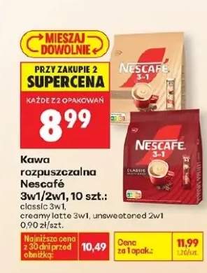 Kawa rozpuszczalna 3w1/2w1, 10 szt.: classic 3w1, creamy latte 3w1, unsweetened 2w1