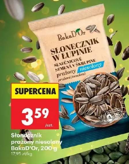 Słonecznik w łupinie prażony niesolony