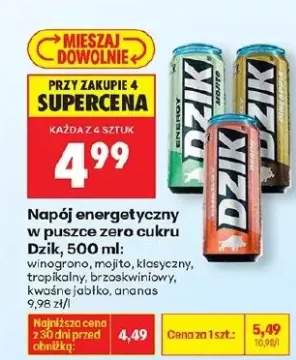 Napój energetyczny w puszce zero cukru winogrono