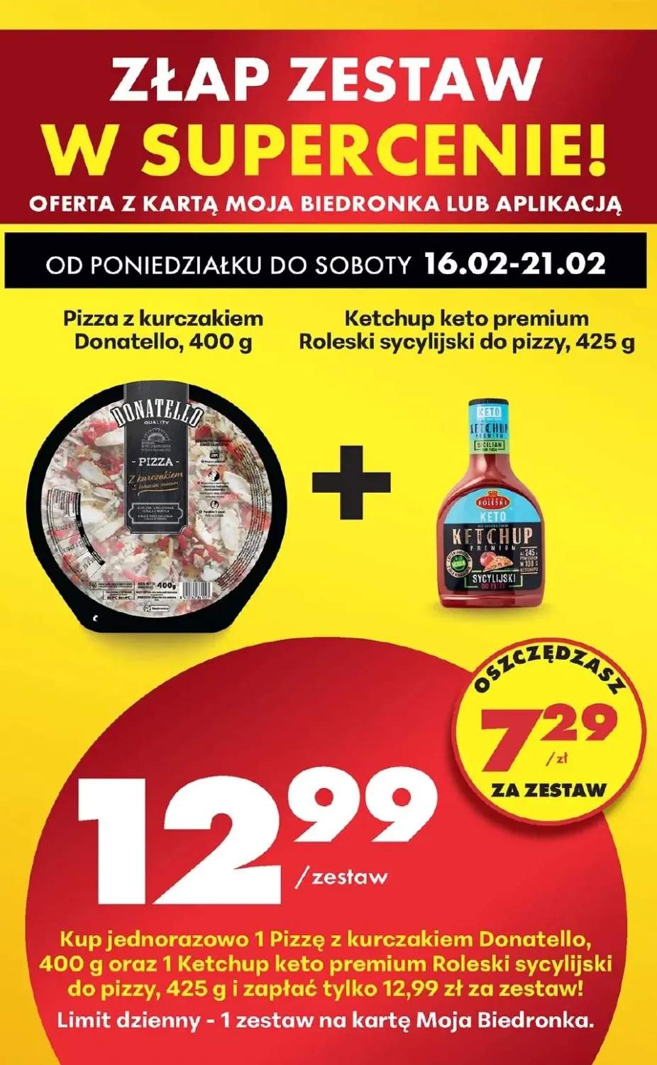 Zestaw: pizza z kurczakiem + ketchup keto premium sycylijski do pizzy