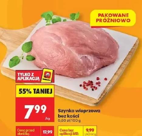Szynka wieprzowa bez kości pakowane próżniowo
