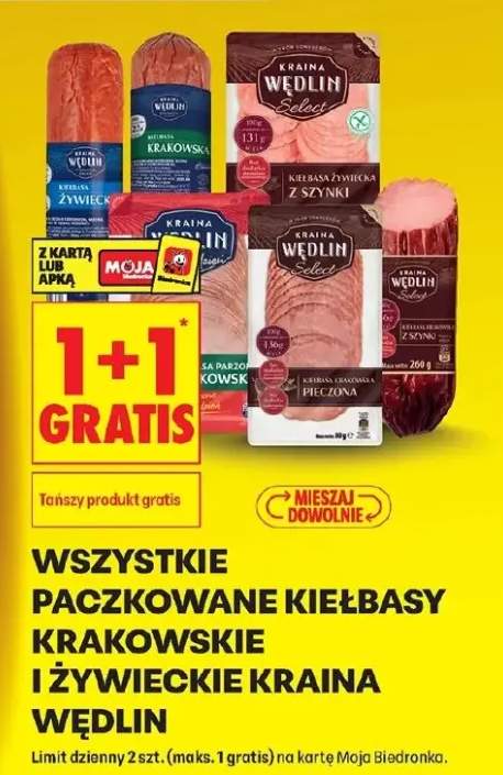 Kiełbasa żywiecka paczkowana 1+1 GRATIS