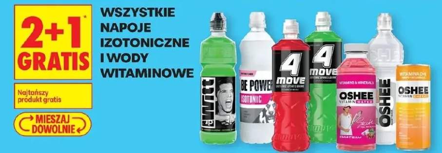 Napoje izotoniczne i wody witaminowe różne marki