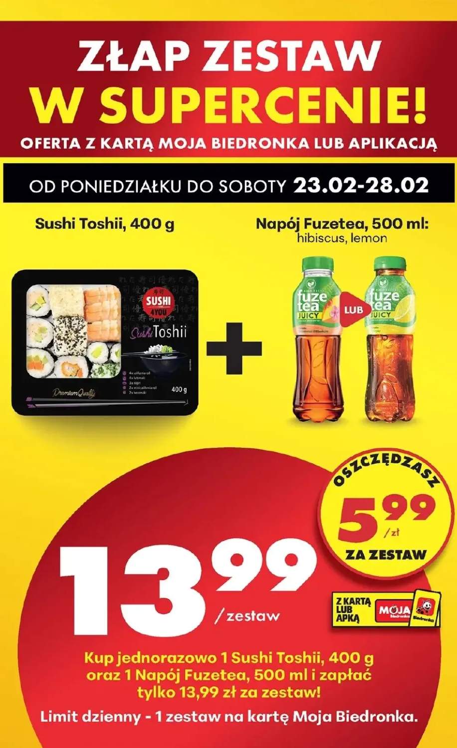 Zestaw: sushi Toshii + napój Fuzetea 50 0ml
