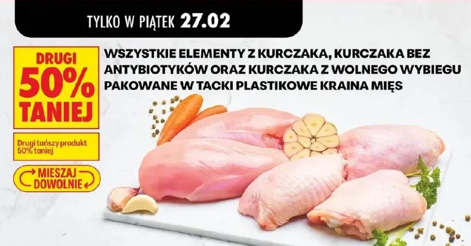 Kurczak z wolnego wybiegu pakowane w tacki plastikowe