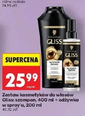 Zestaw kosmetyków do włosów: szampon 400ml + odżywka w sprayu 200ml