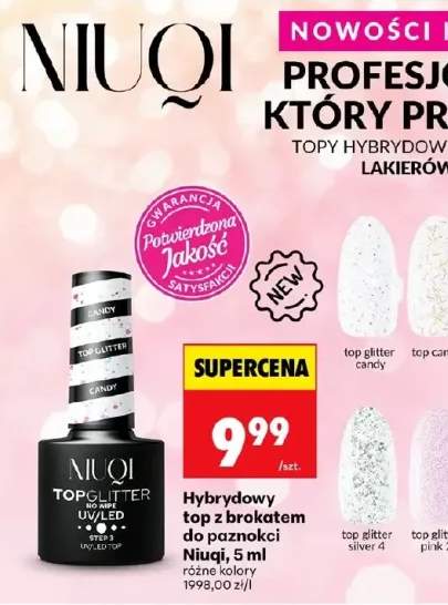 Hybrydowy top z brokatem do paznokci różne kolory