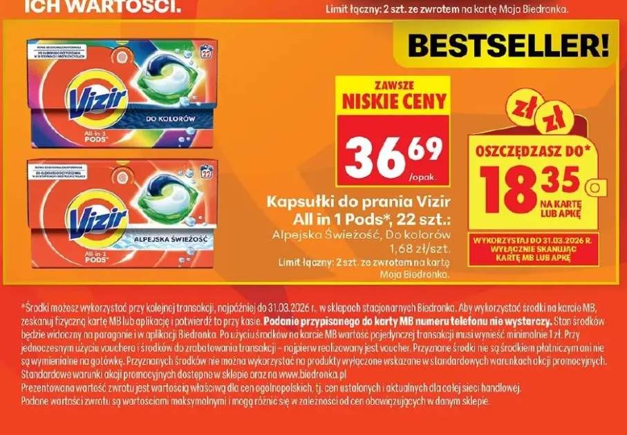 Kapsułki do prania Vizir All in 1 Pods Alpejska Świeżość