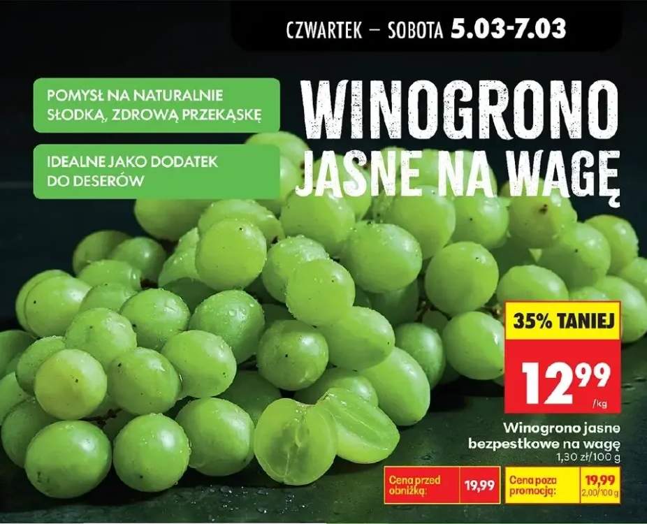 Winogrono jasne bezpestkowe na wagę