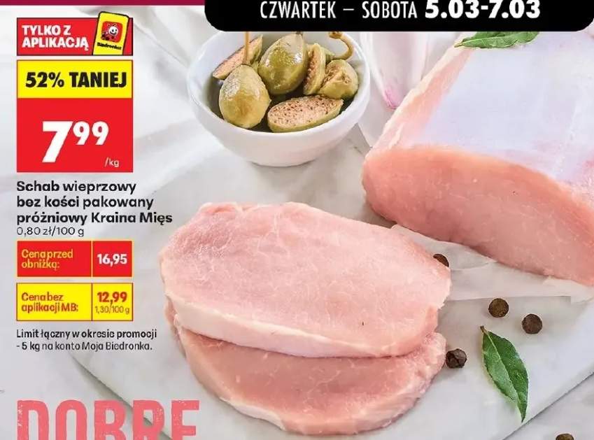 Schab wieprzowy bez kości pakowany próżniowo