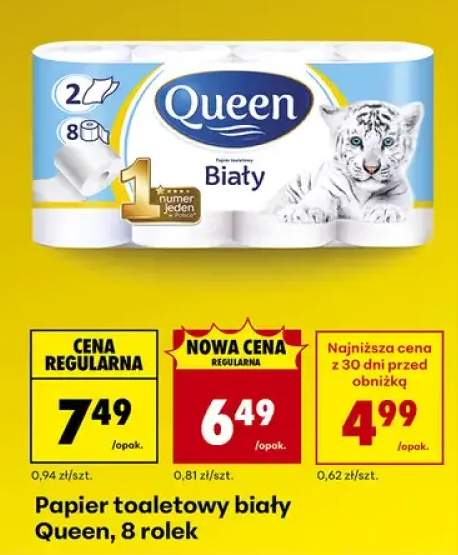 Papier toaletowy biały, 8 rolek