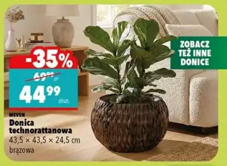 Donica technorattanowa 43,5x43,5x24,5cm brązowa