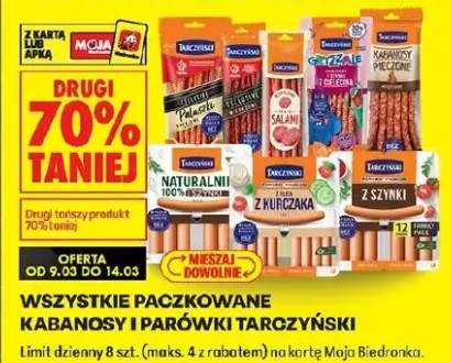 Wszystkie paczkowane kabanosy i parówki tarczyński