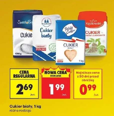 Cukier biały, 1 kg, różne rodzaje