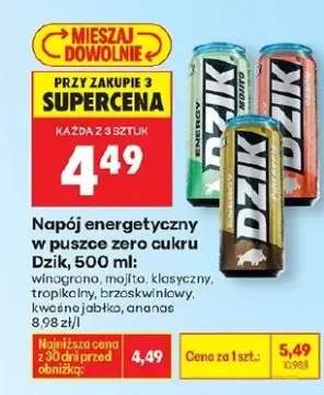 Napój energetyczny w puszce zero cukru winogrono