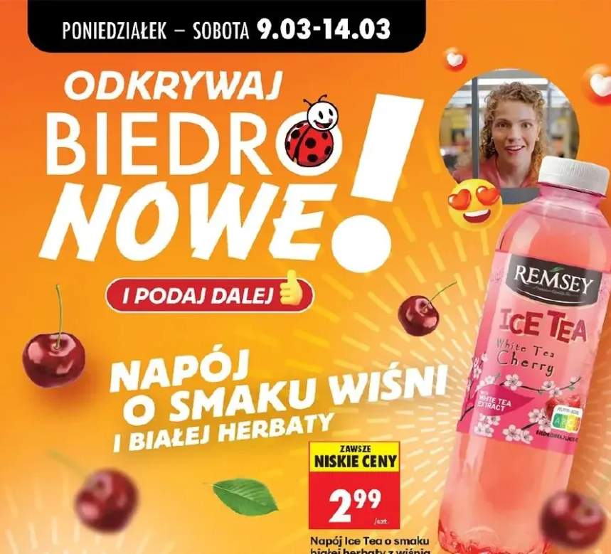 Ice Tea napój o smaku białej herbaty z wiśnią