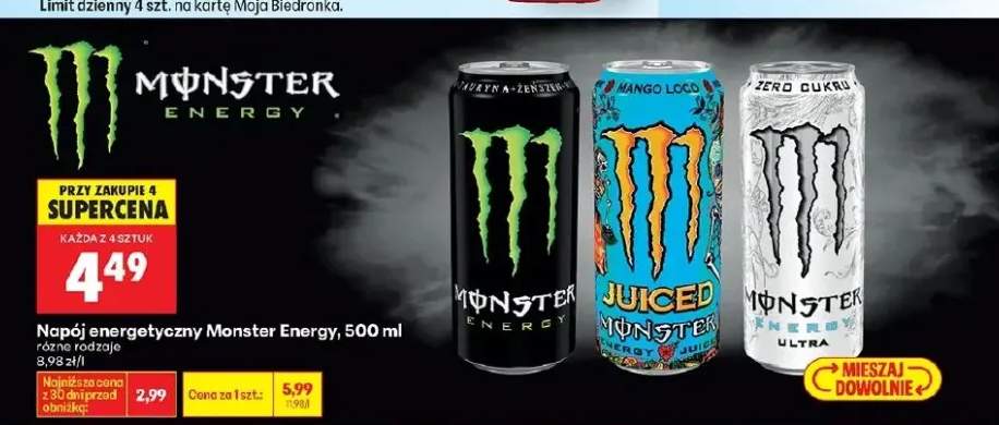 Napój energetyczny różne rodzaje