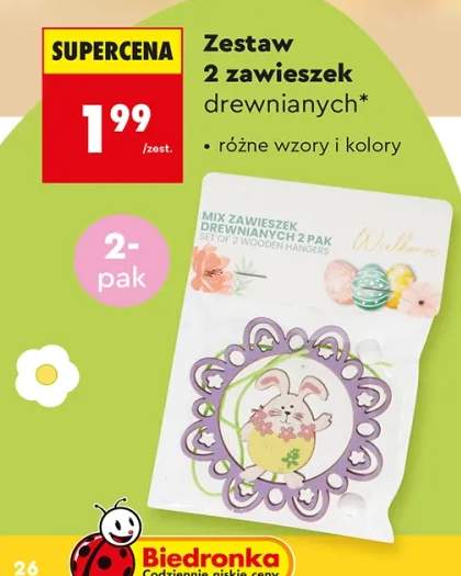 Zestaw 2 zawieszek drewnianych