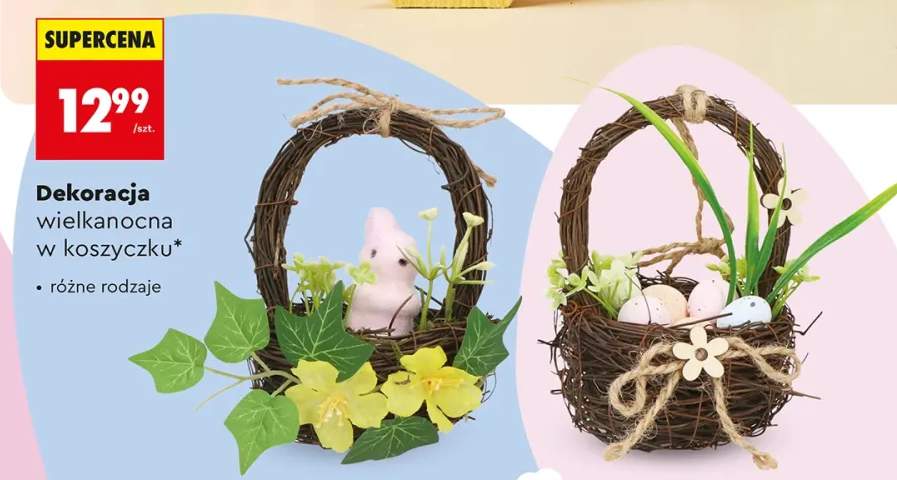 Dekoracja wielkanocna w koszyczku, różne rodzaje