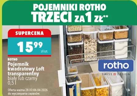 Pojemnik kwadratowy Loft transparentny biały lub czarny 0,5l