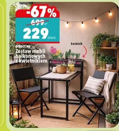 Zestaw mebli balkonowych z kwietnikiem