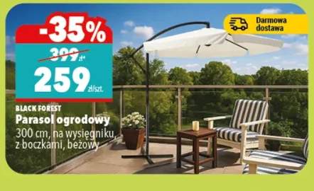 Parasol ogrodowy 300 cm, na wysięgniku, z boczkami, beżowy