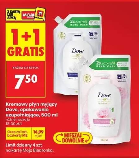 Kremowy płyn myjący opakowanie uzupełniające różne rodzaje