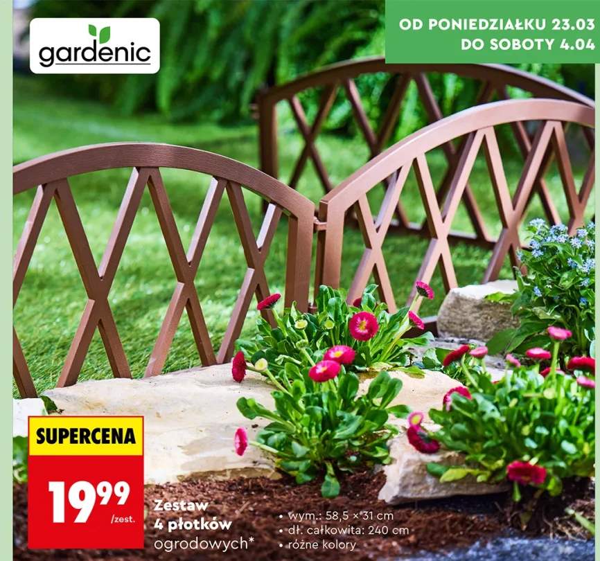 Zestaw 4 płotków ogrodowych