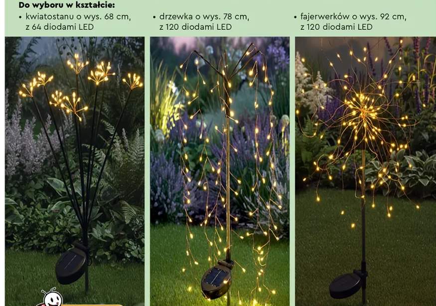 Lampa solarna LED drzewka o wys. 78 cm, z 120 diodami LED