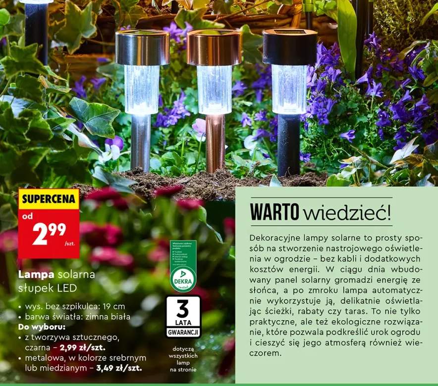 Lampa solarna słupek LED z tworzywa sztucznego, czarna