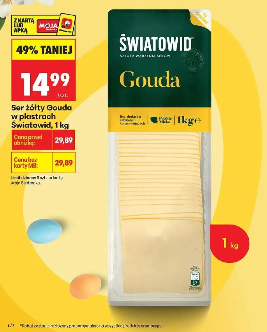 Ser żółty Gouda w plastrach