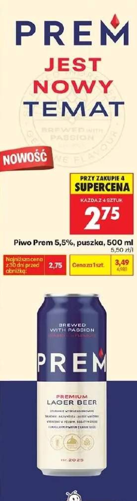 Piwo premium lager beer 5,5%, puszka