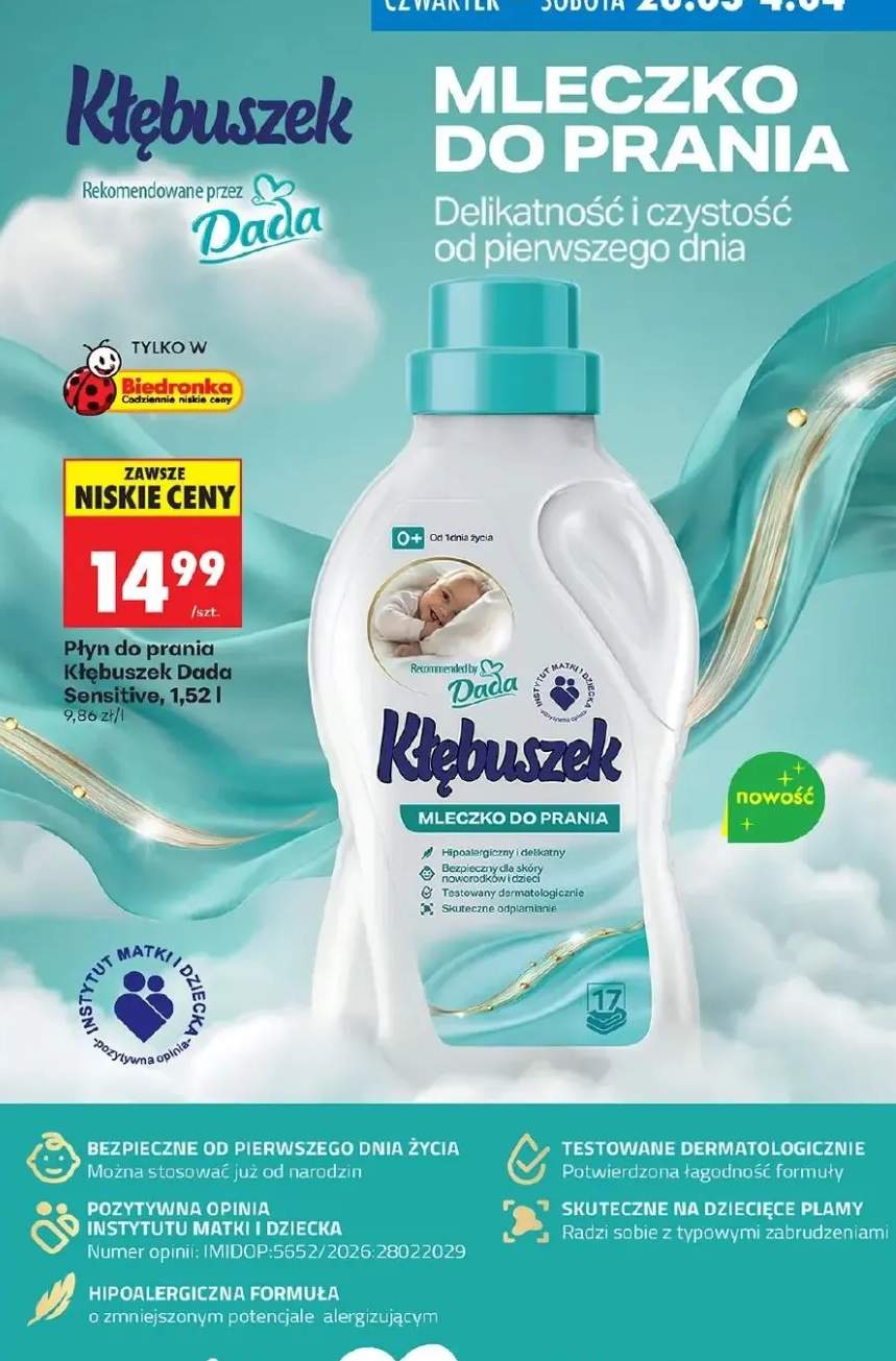 Płyn do prania mleczko Kłębuszek Dada Sensitive