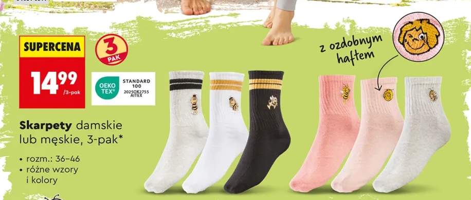 Skarpety damskie lub męskie, 3-pak Maya